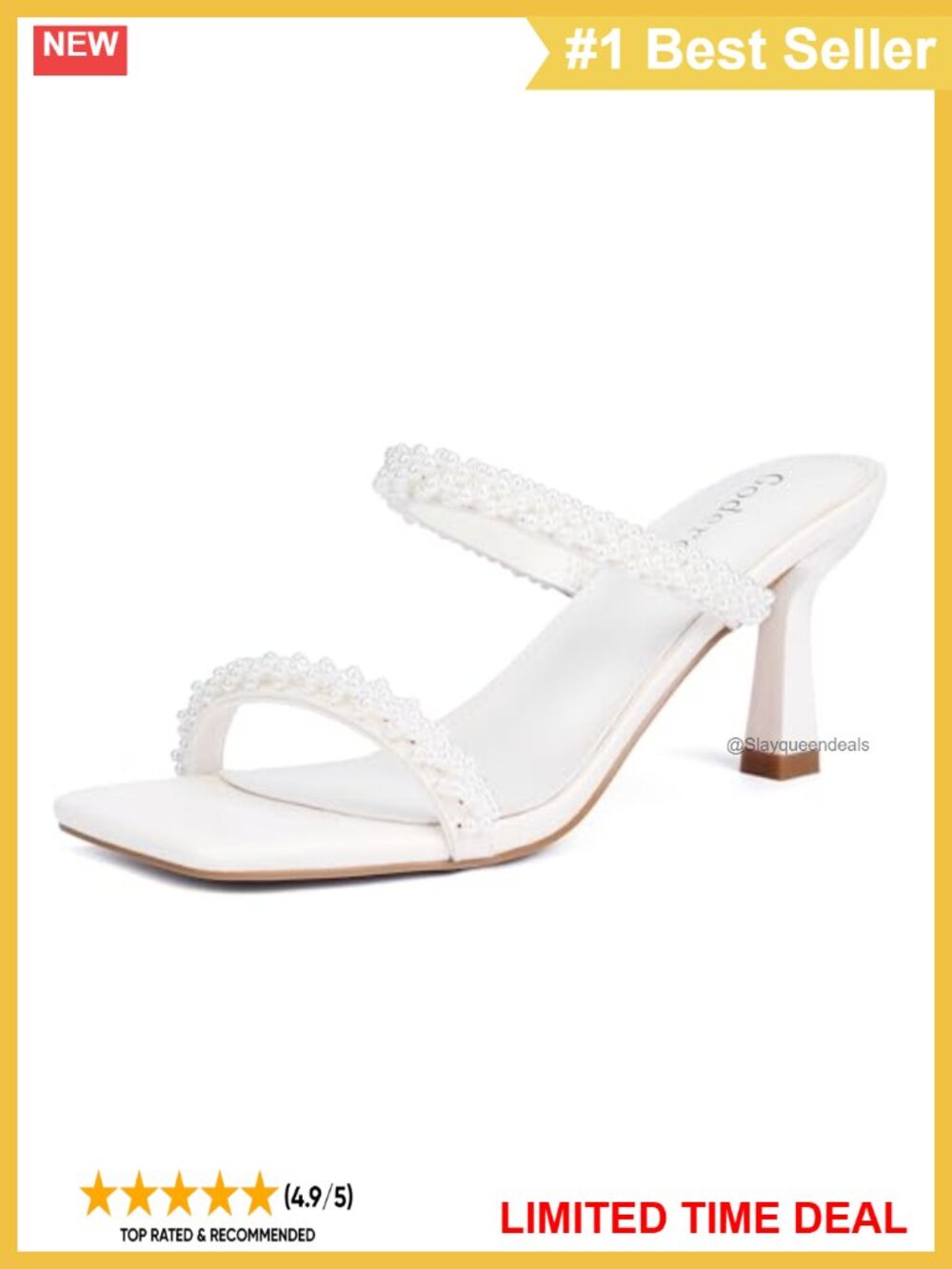 Kitten Heel Sandals Two Strap Square Toe Mule 3 Inch Heel